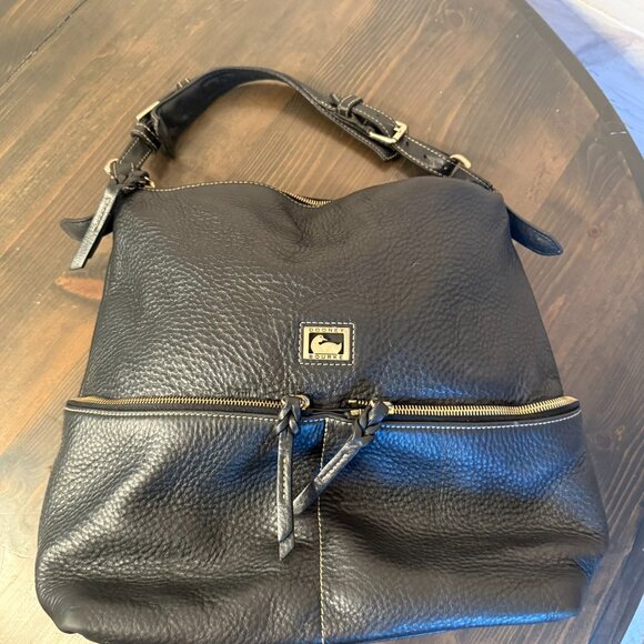 DOONEY & BOURKE  Zipper Pocket Sac Pebbled Black Purse Shoulder Bag - Picture 3 of 13